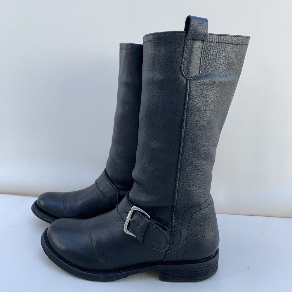 Steve Madden Brinxx Moto Boots Black Buckle Sz 8 Womens